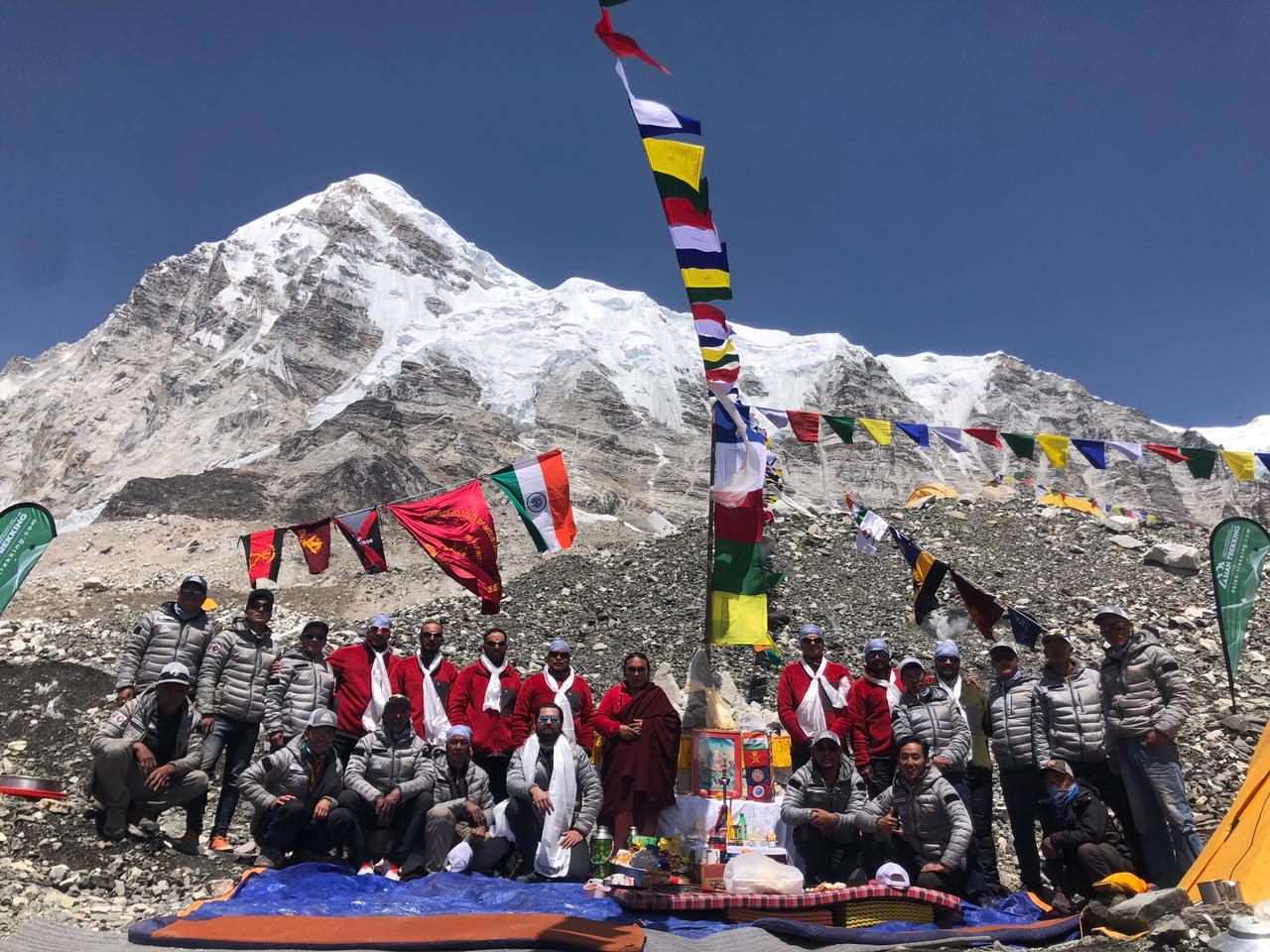 Team's customary ceremony before heading to summit Mt. Everest