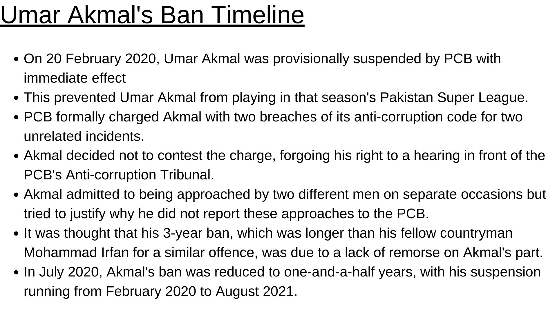 Umar Akmal, Pakistan Cricket Board, Danish Kaneria,  zero-tolerance policy