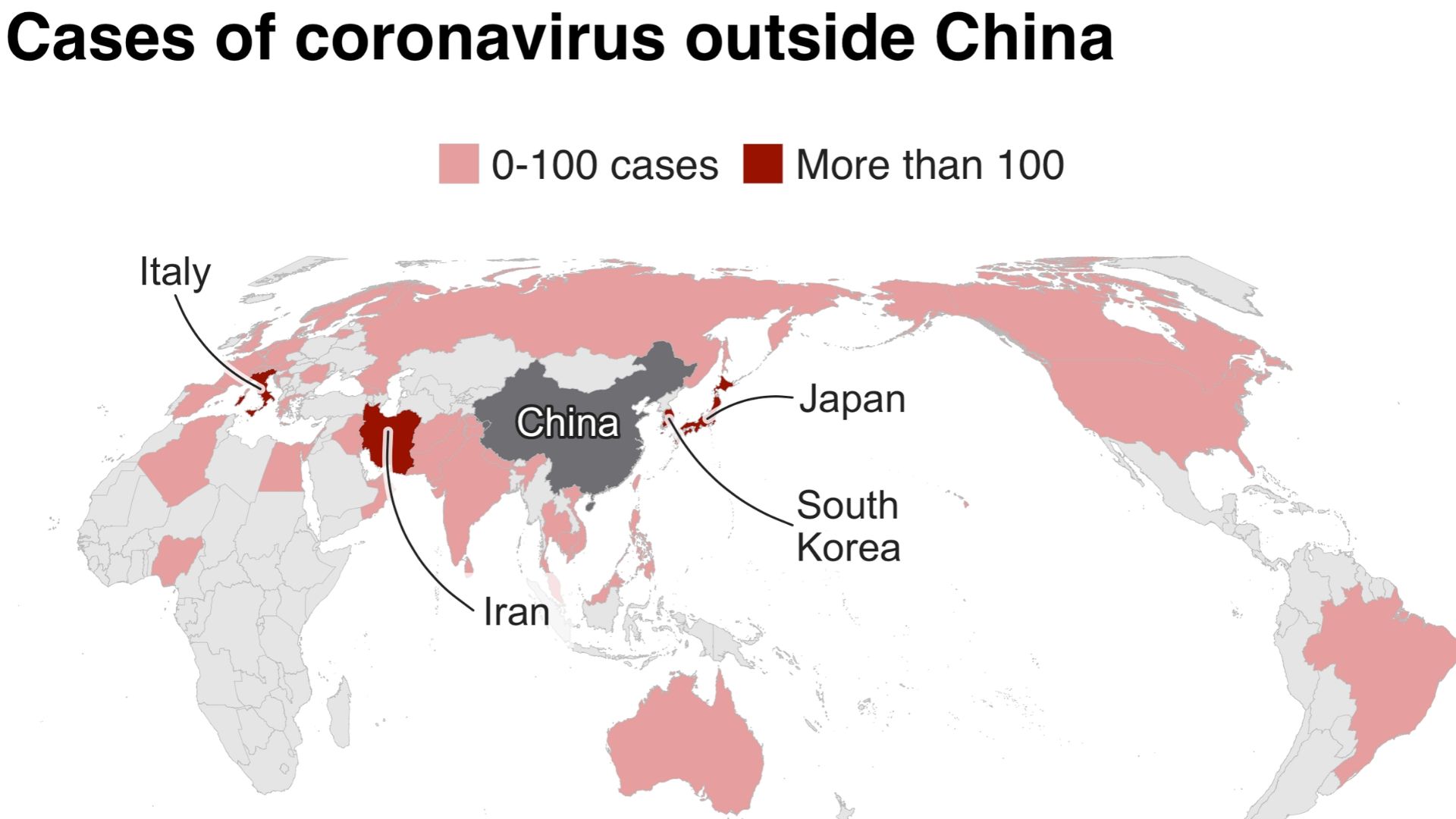 Countries which have been affected by Coronavirus.