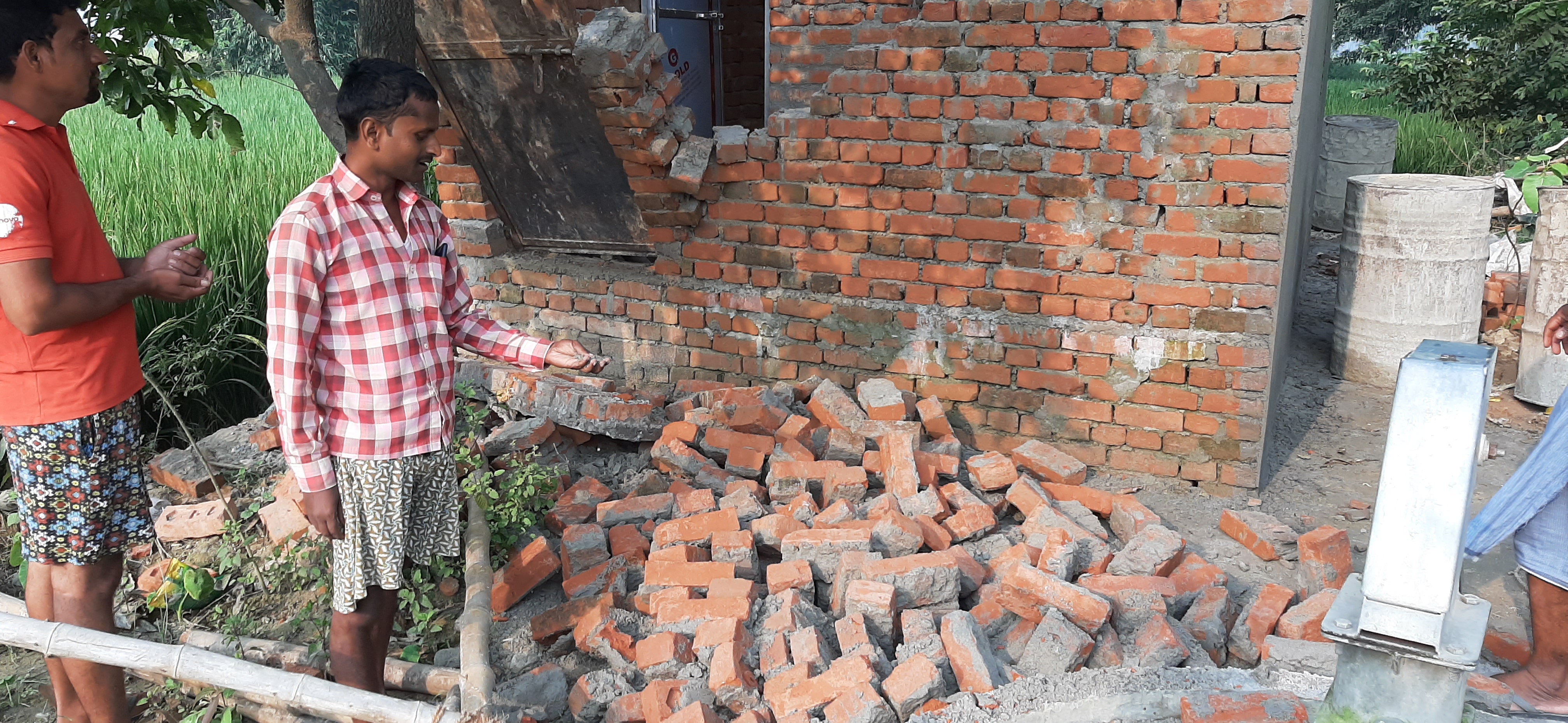 community toilet wall collapsed