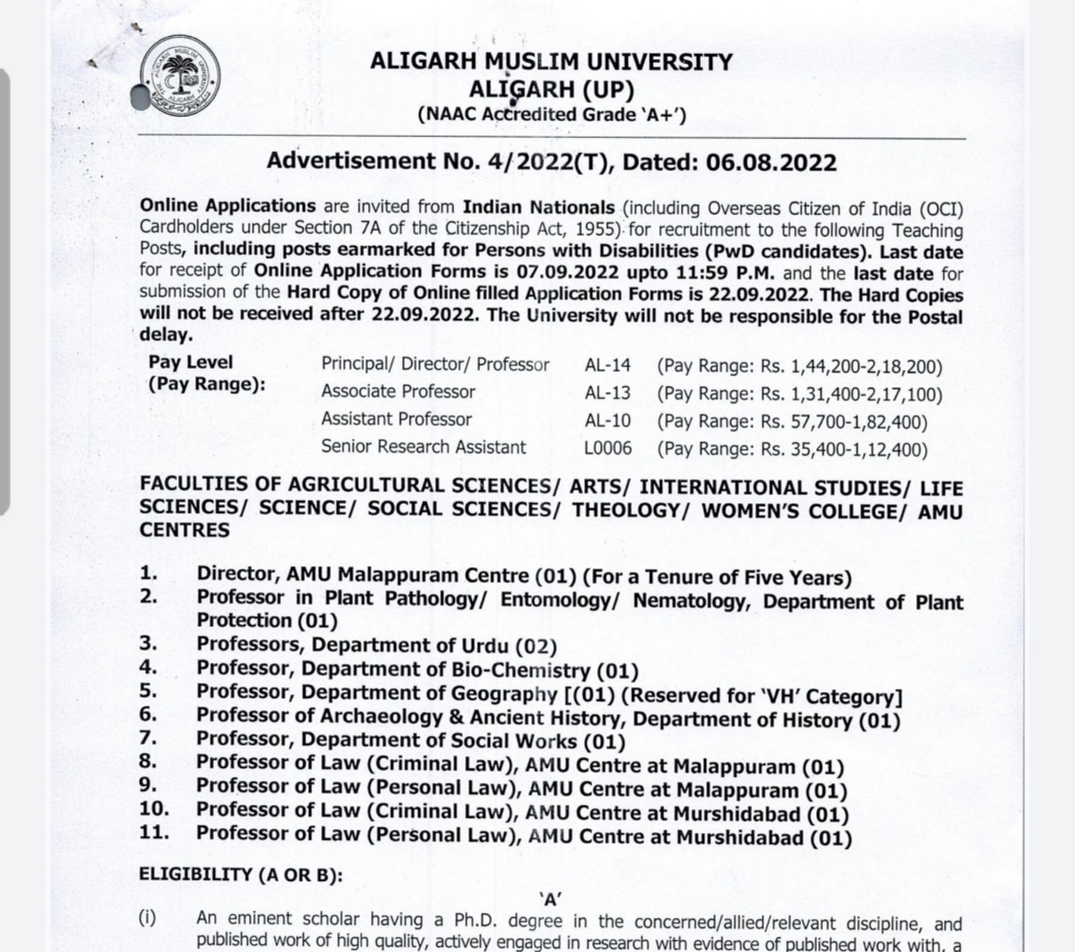 AMU Recruitment 2022