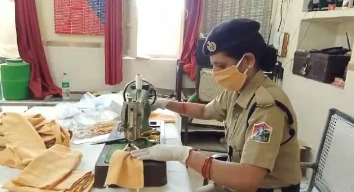 women constable making masks