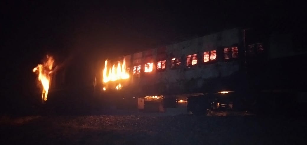 Fire accident in train