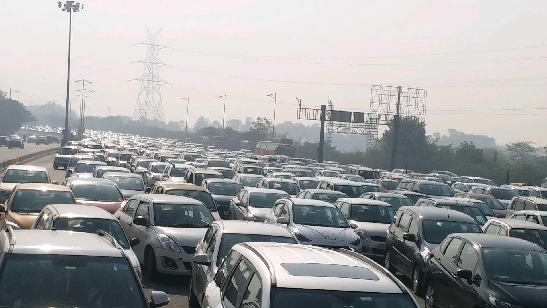 Vehicles stuck in jam