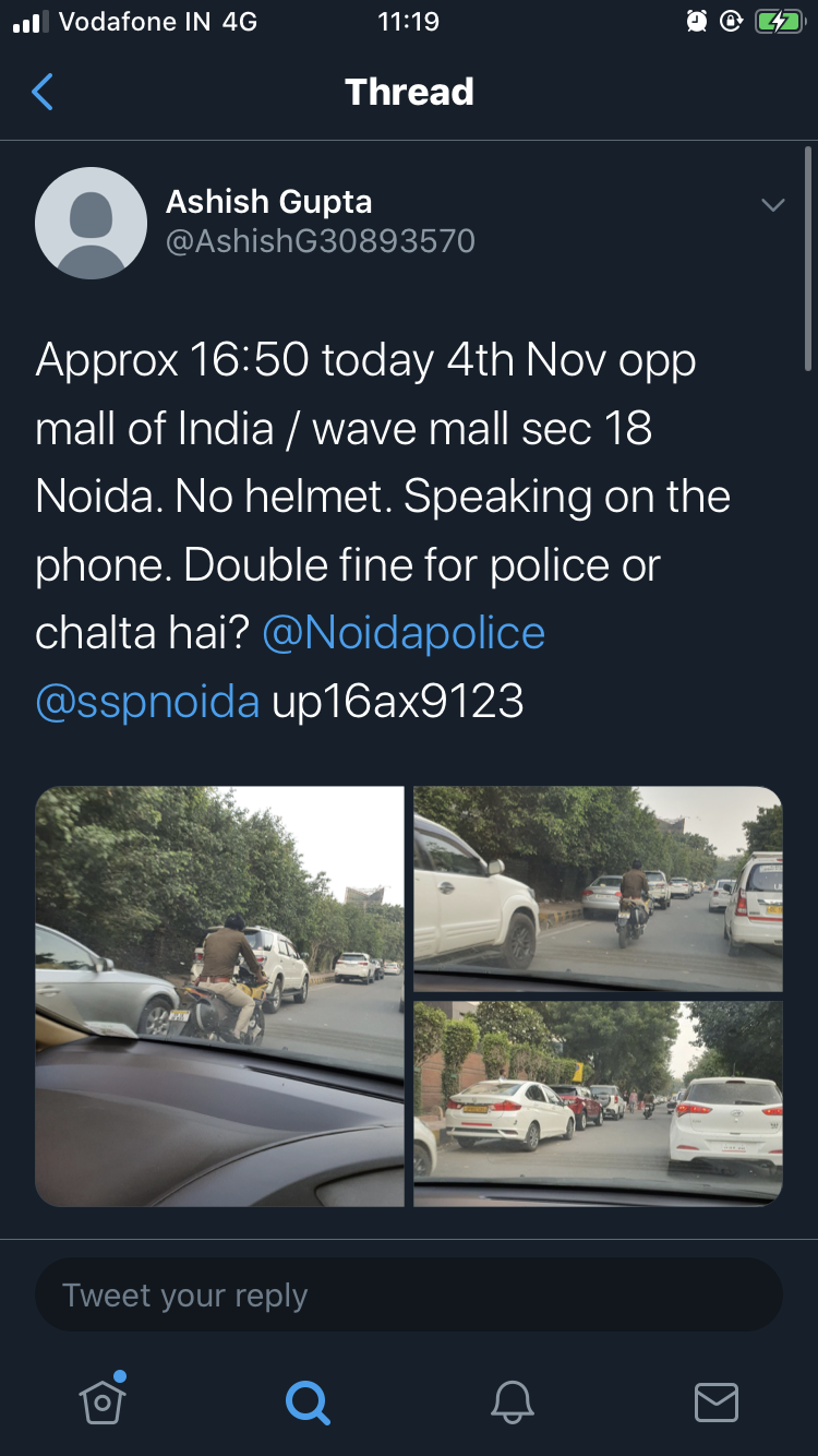 Noida Police  Policeman issued challan  Noida traffic violation  Delhi traffic Police  ട്രാഫിക് നിയമങ്ങൾ ലംഘിച്ച പൊലീസുദ്യോഗസ്ഥൻ  നോയിഡ പൊലീസുകാരൻ