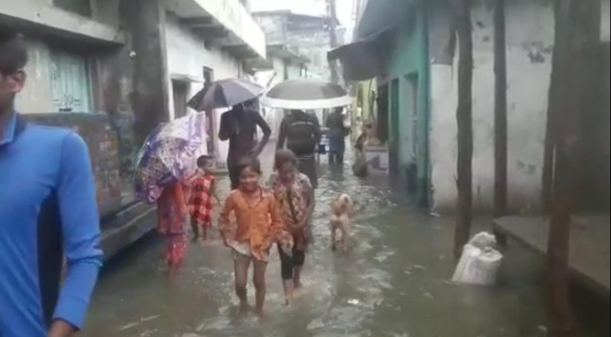 Rain water enters residential areas