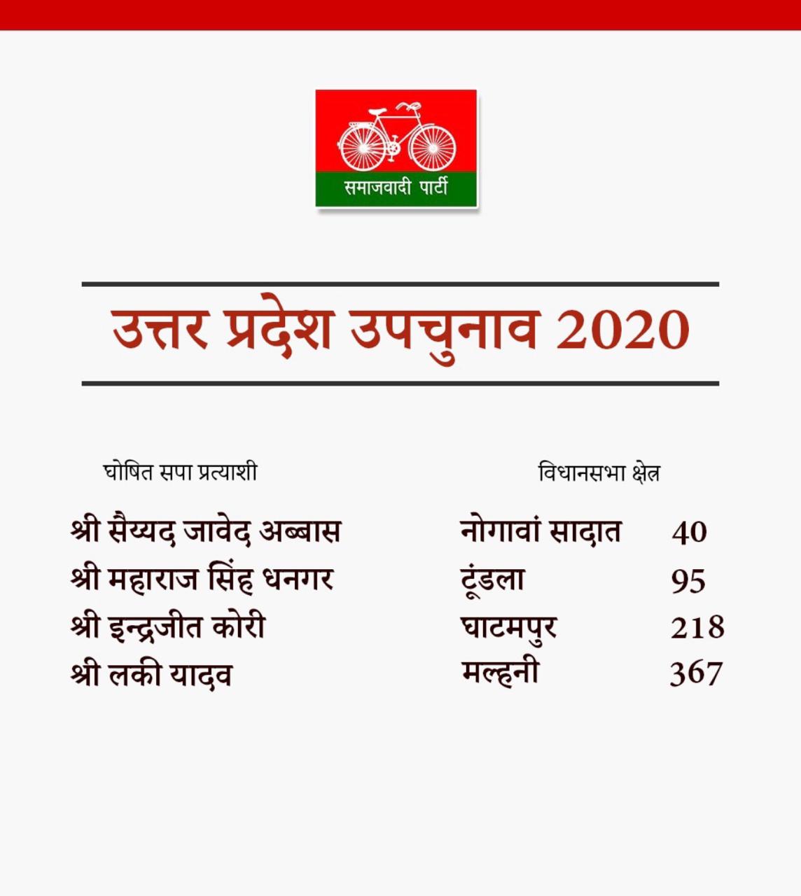 SP released list of 7 candidates for assembly by election