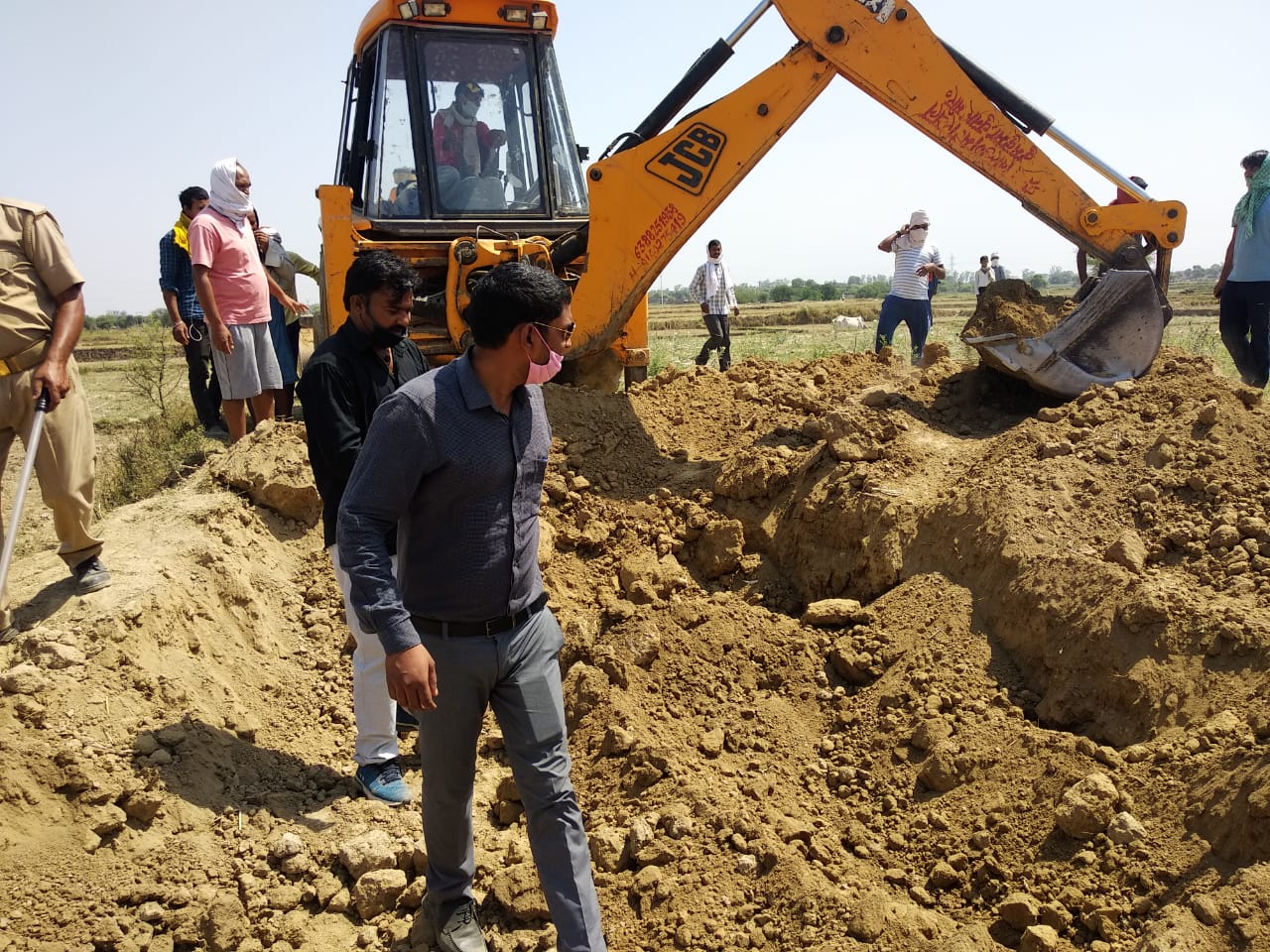 Archaeological department officials at the  spot