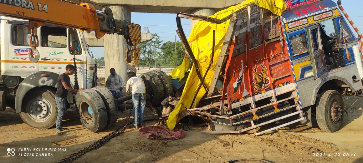 Truck which collided with train