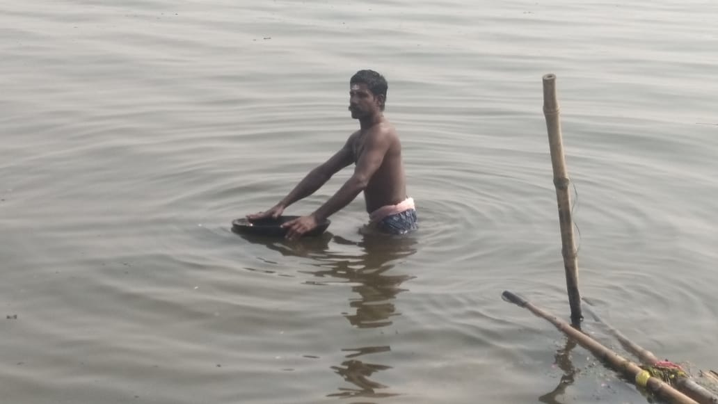 ashes of funeral pyre in Varanasi