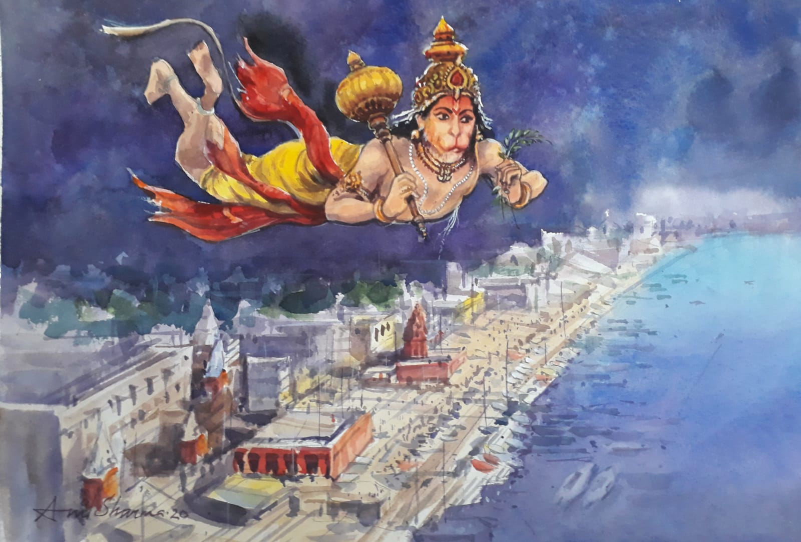 people made painting on lord hanuman