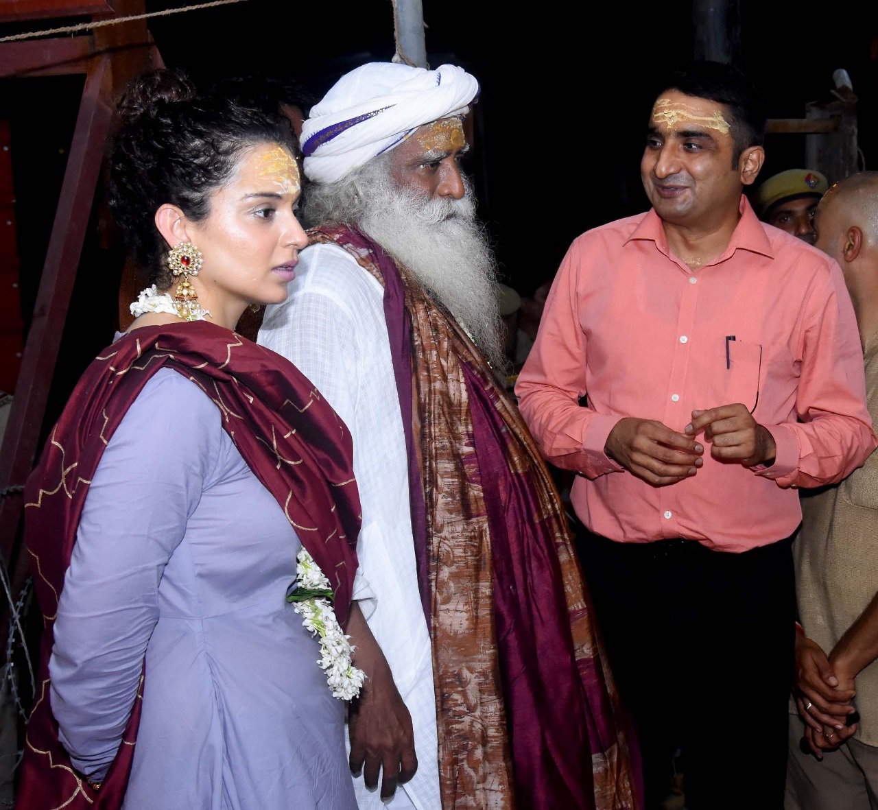 Kangana and Juhi with Sadhguru Jaggi Vasudev