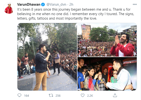 Varun Dhawan thanked fans