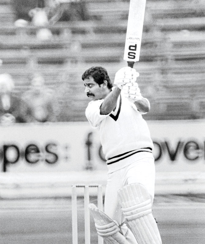 Gundappa Viswanath during his 75 runs knock against West Indies.