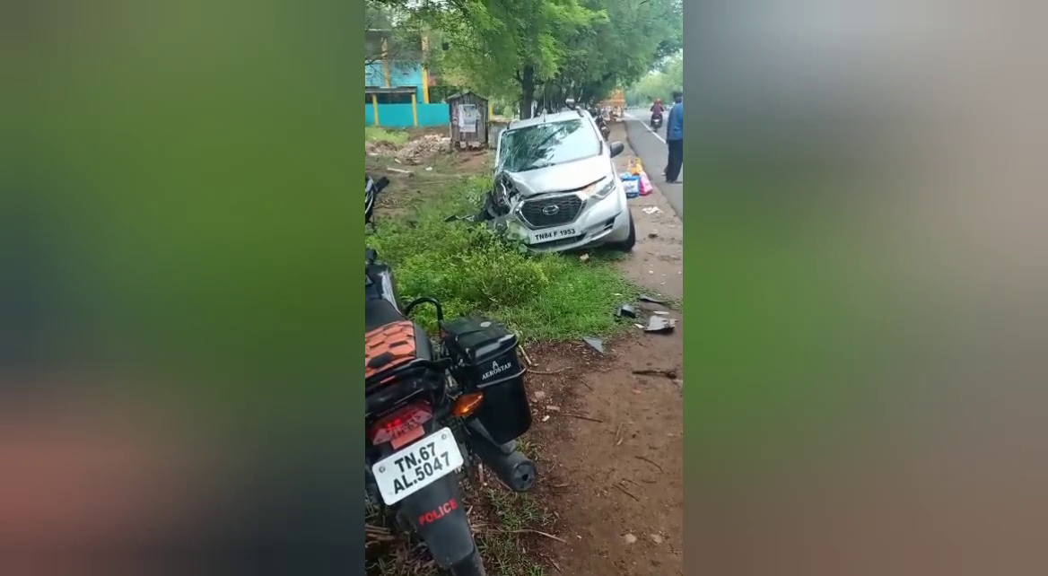 virudhunagar load auto clashes car accident including police an another man injured