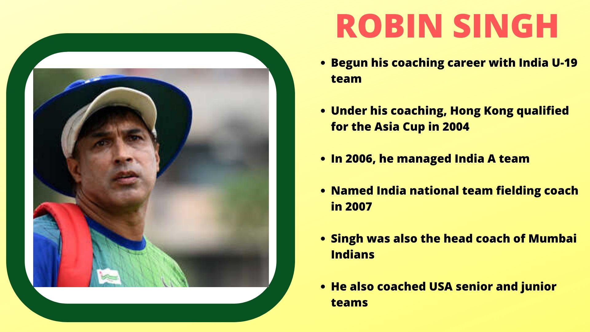 Robin Singh's coaching career