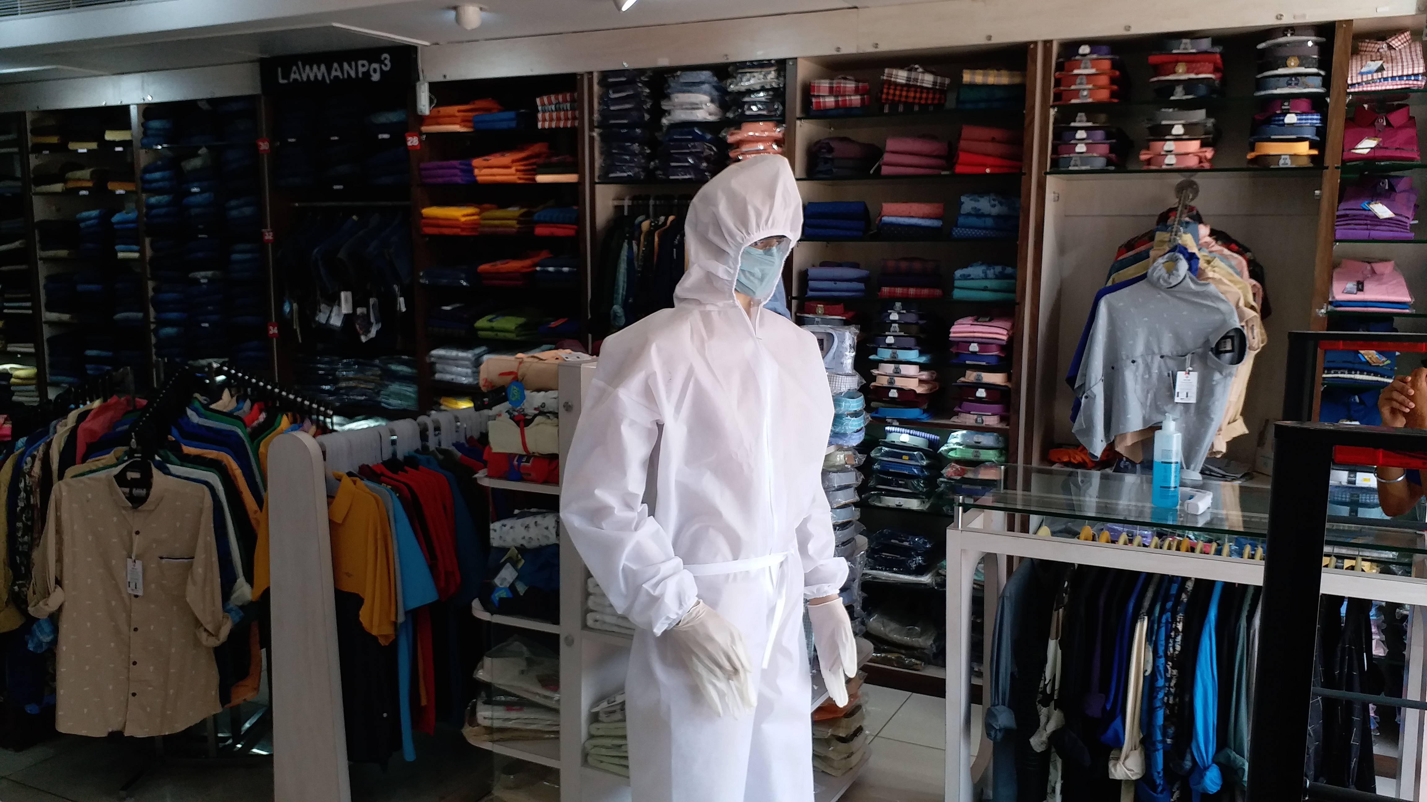 PPE Kits displayed on mannequins