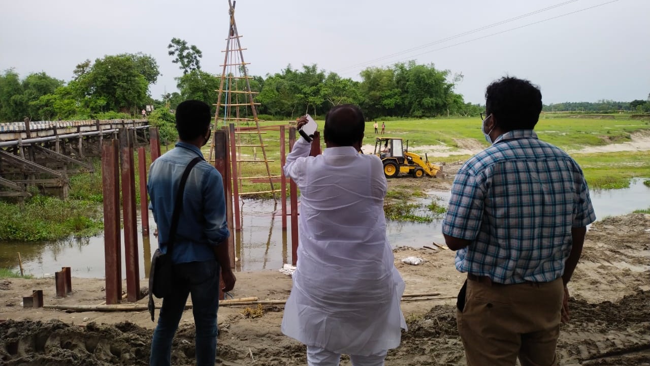 Minister Paresh Chandra Adhikari inspected the bridge