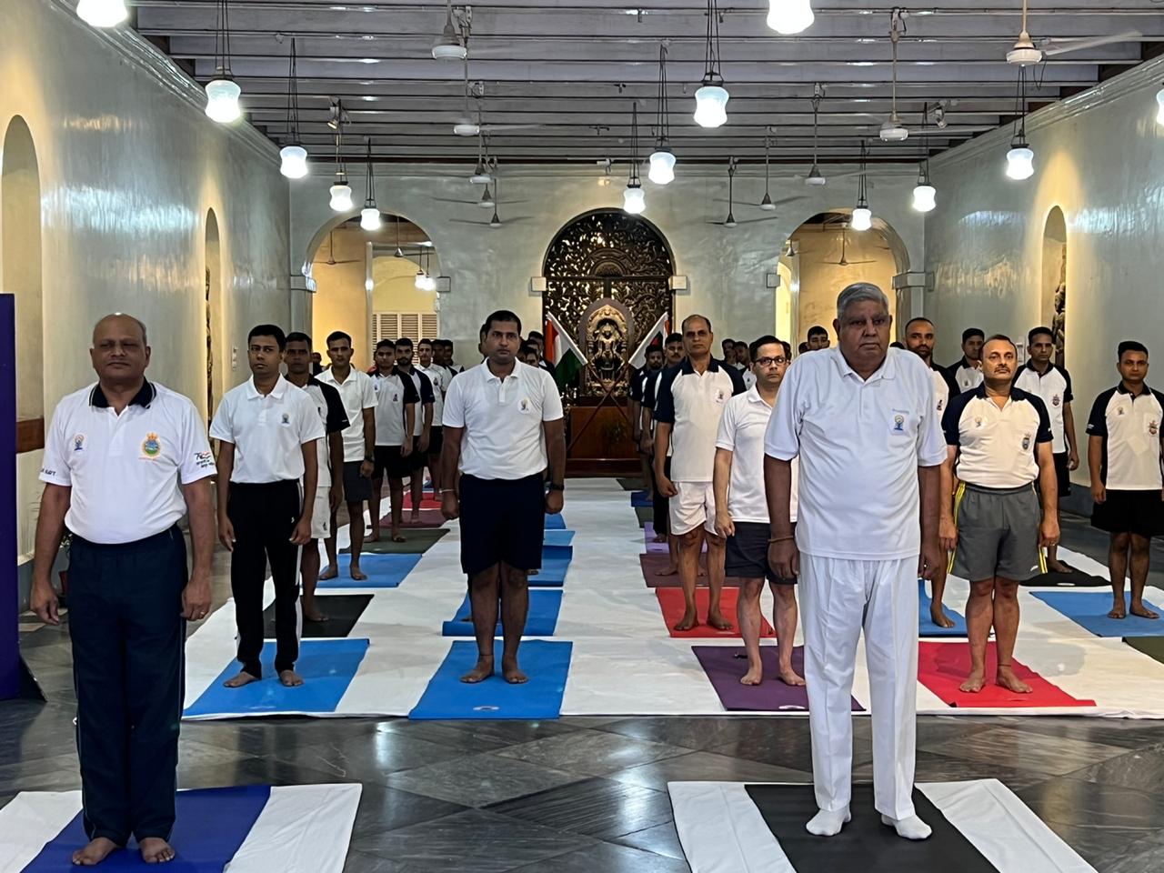 Governor Jagdeep Dhankhar participated in International Yoga Day at Raj Bhavan