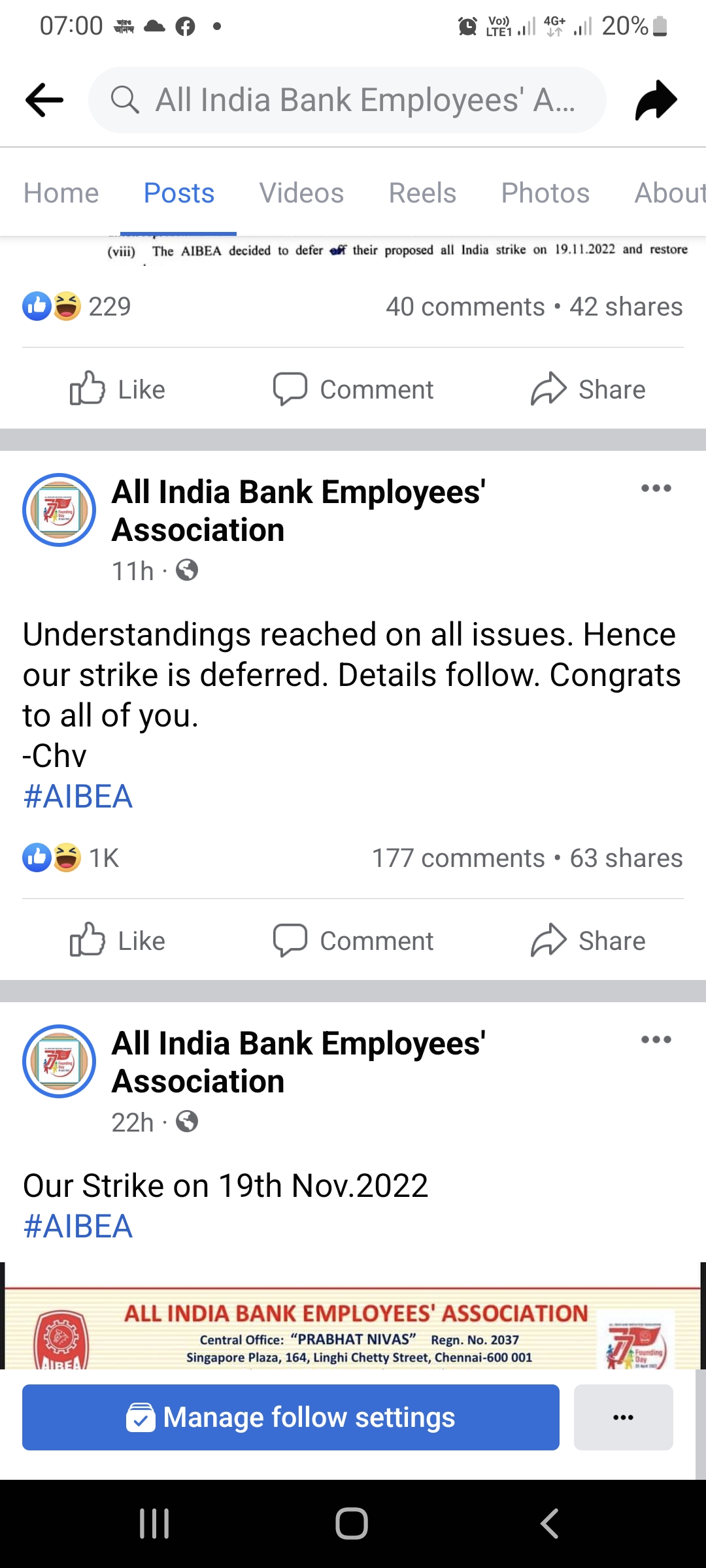 Bank Strike Called Off