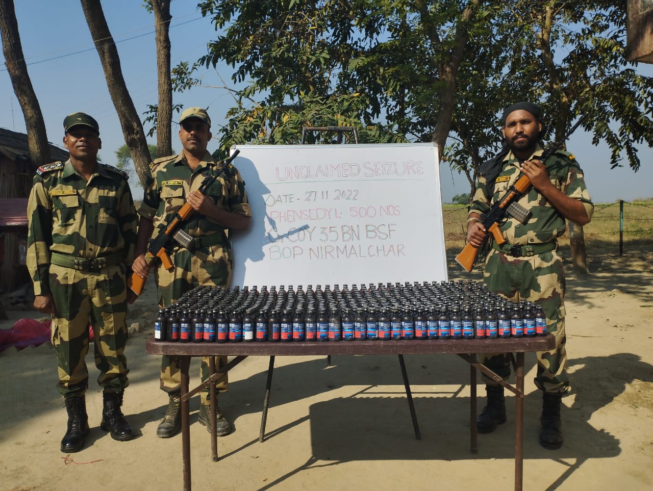 banned cough syrup and Ganja Seized in India Bangladesh Border by BSF