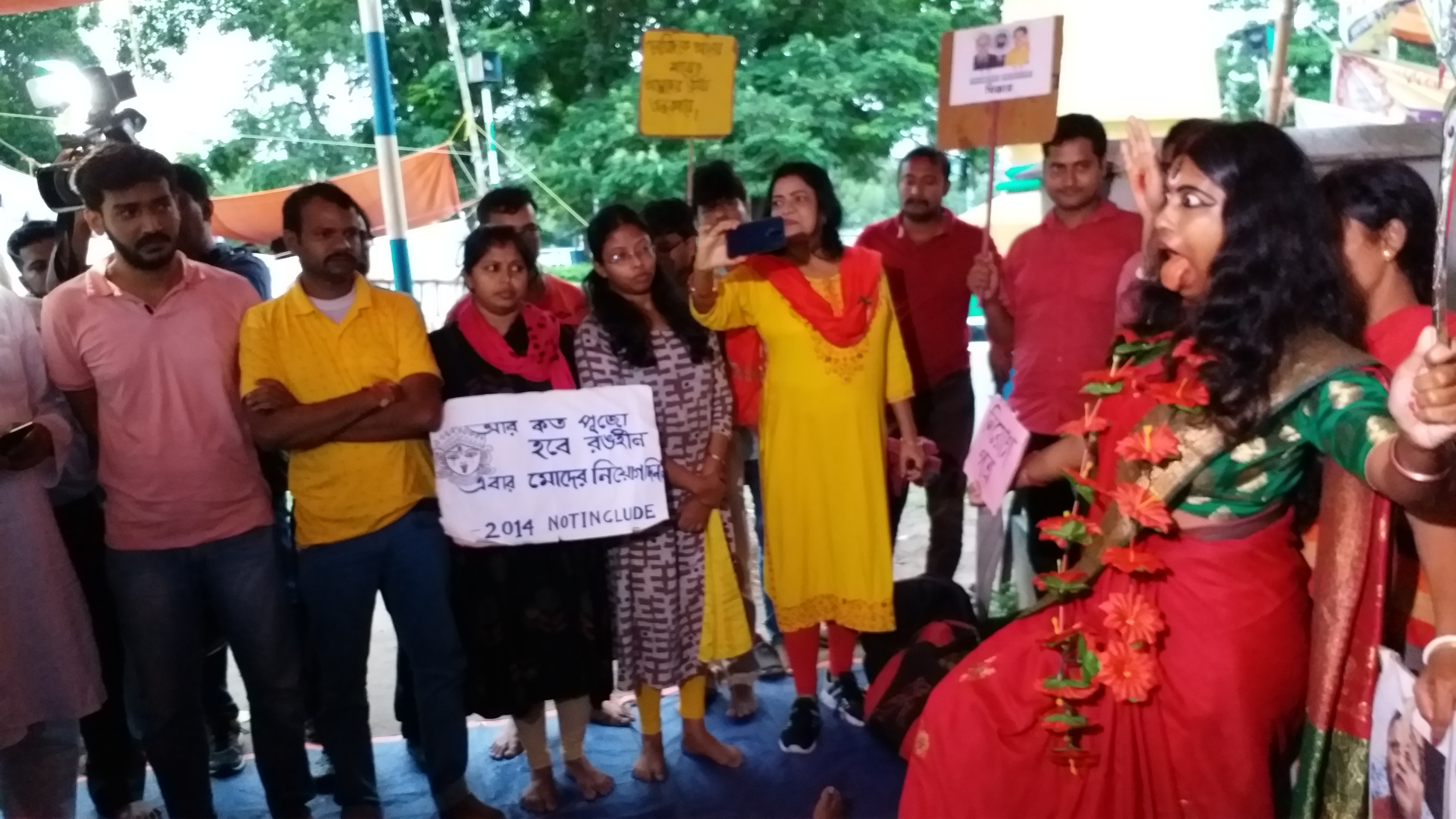 job seekers worship goddess Kali at sit in protest