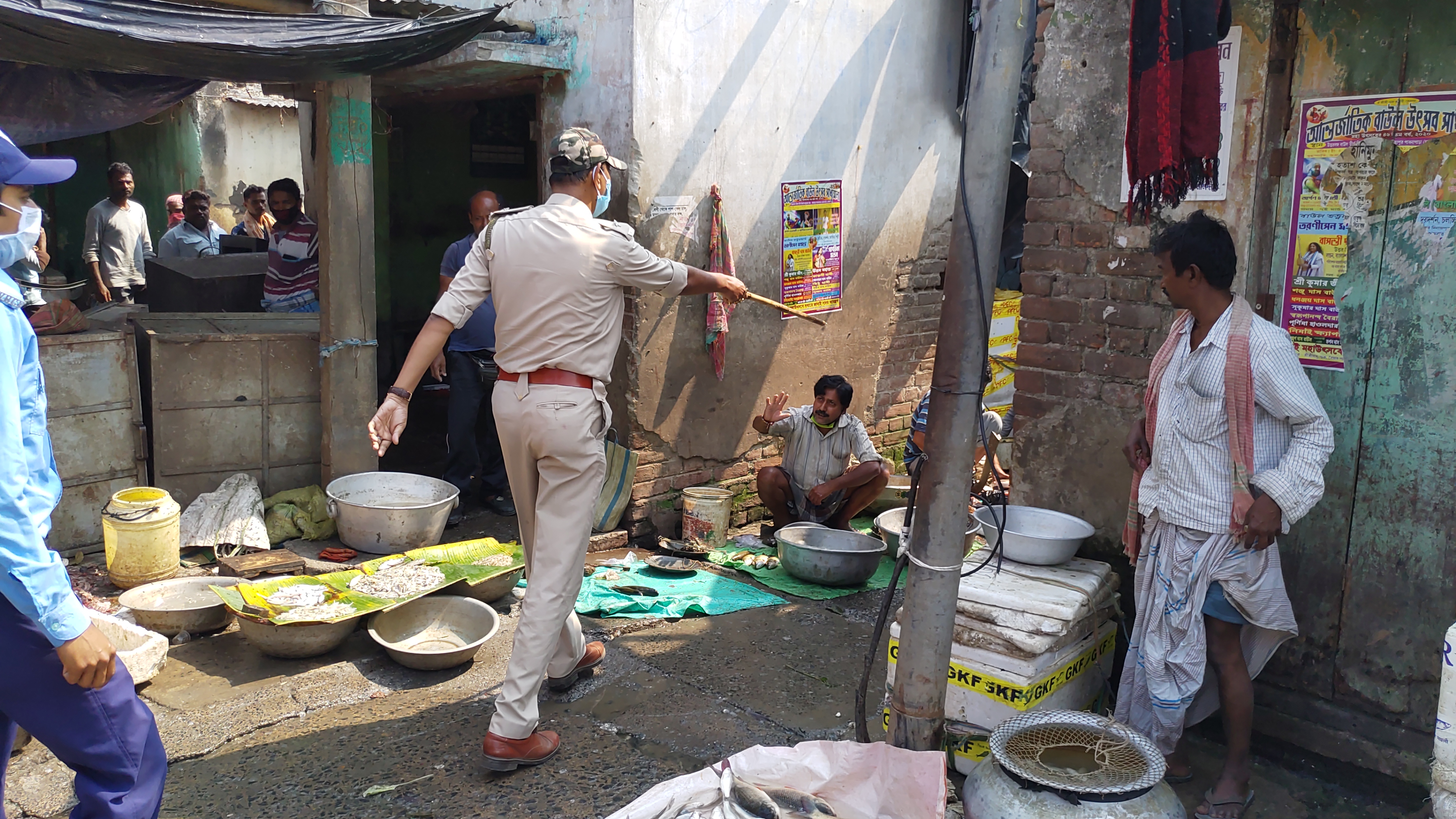 Police visit in malda market