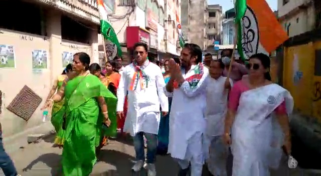 candidates of Trinamool BJP and Congress did their campaign in Raiganj assembly on Sunday