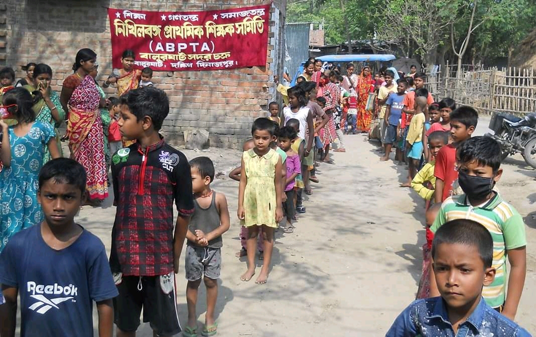 ABPT arranges milk, biscuits for children