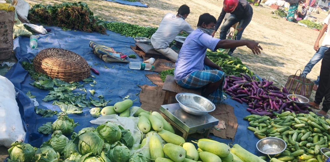 market is now at play ground in haldia to maintain social distance