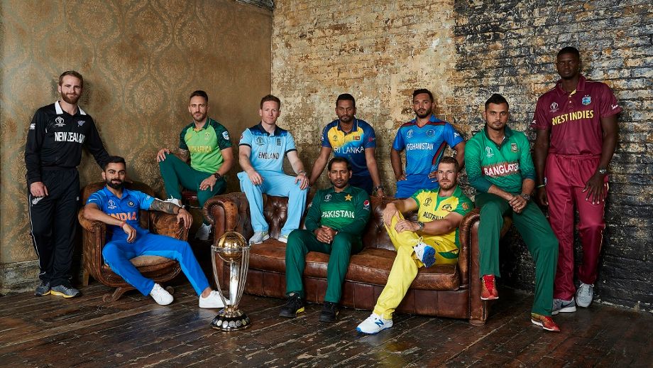Captains of all 10 teams pose for a photo during ICC Cricket World Cup's official media event.