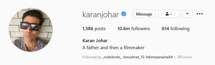 karan johar and alia bhatt unfollwed