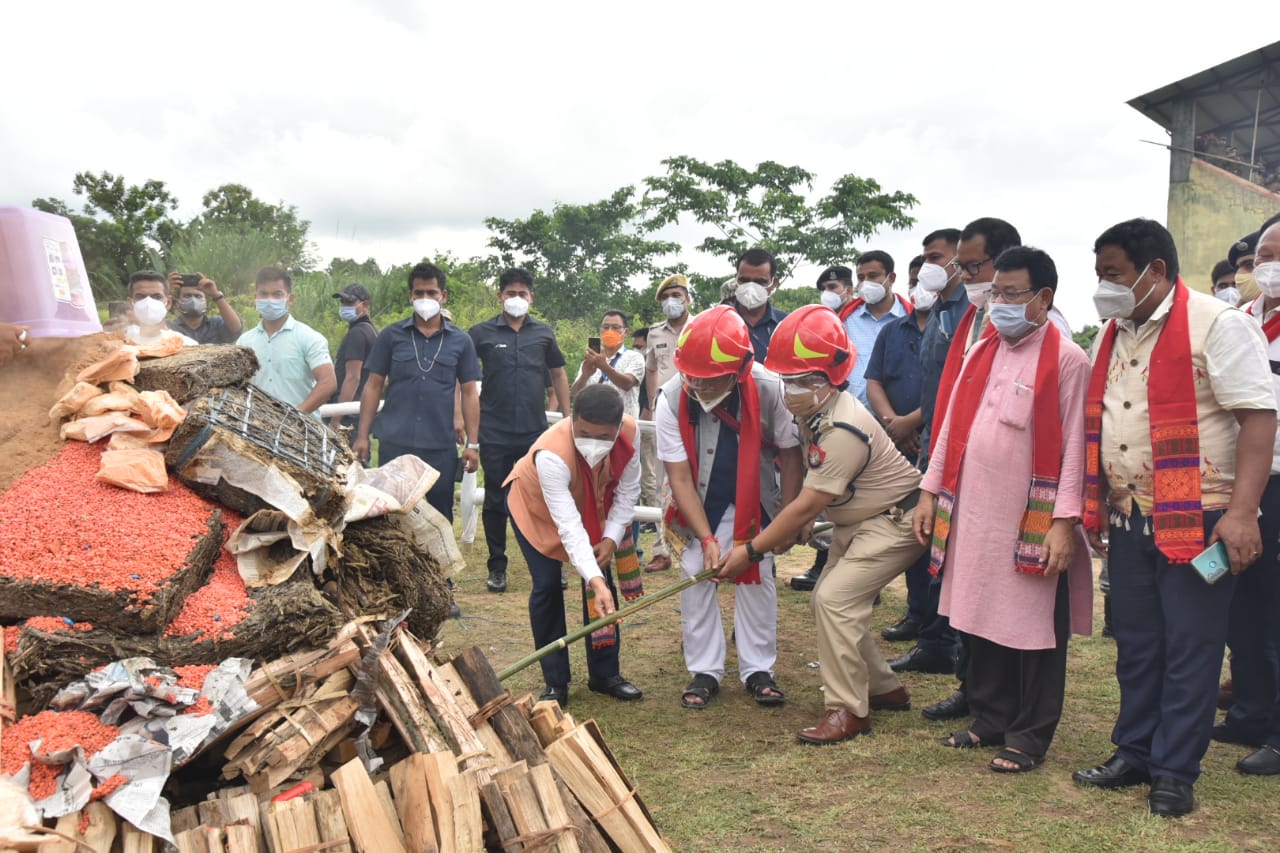 Drugs are burned at diphu