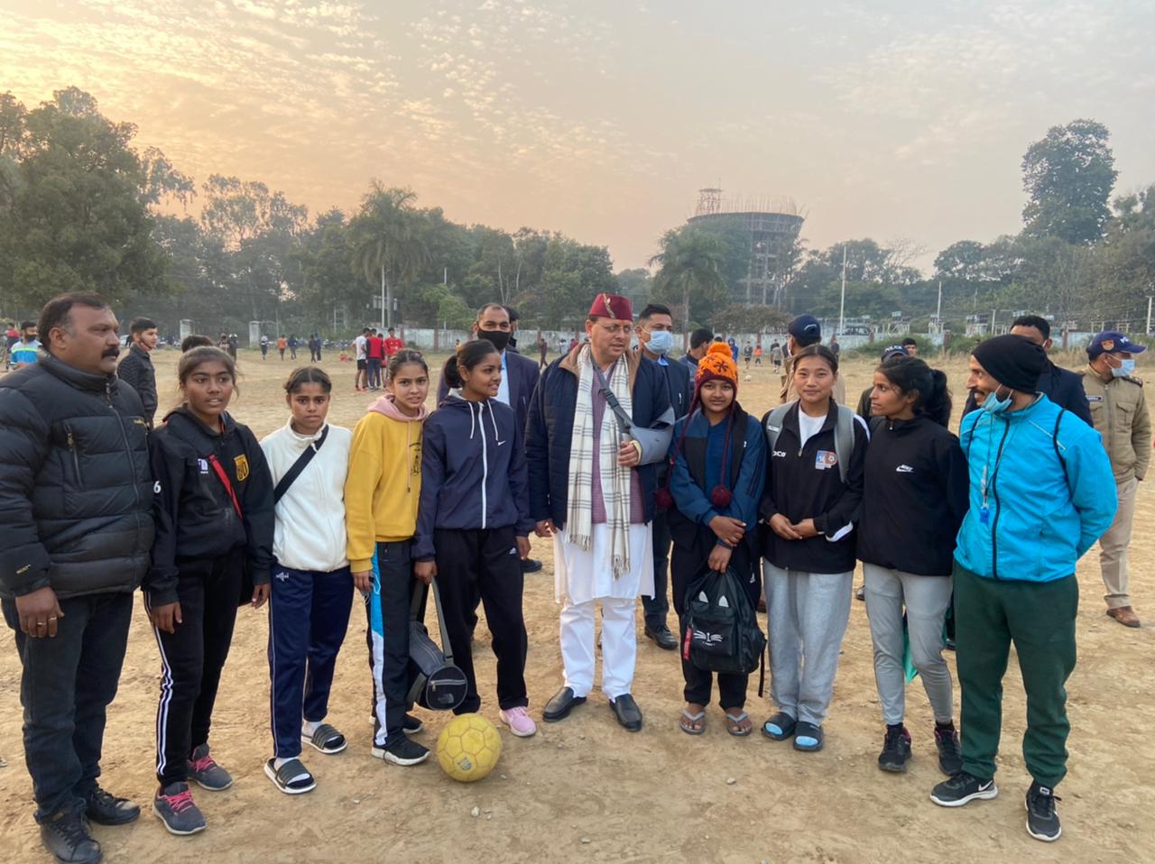 Pushkar singh Dhami played football with youth