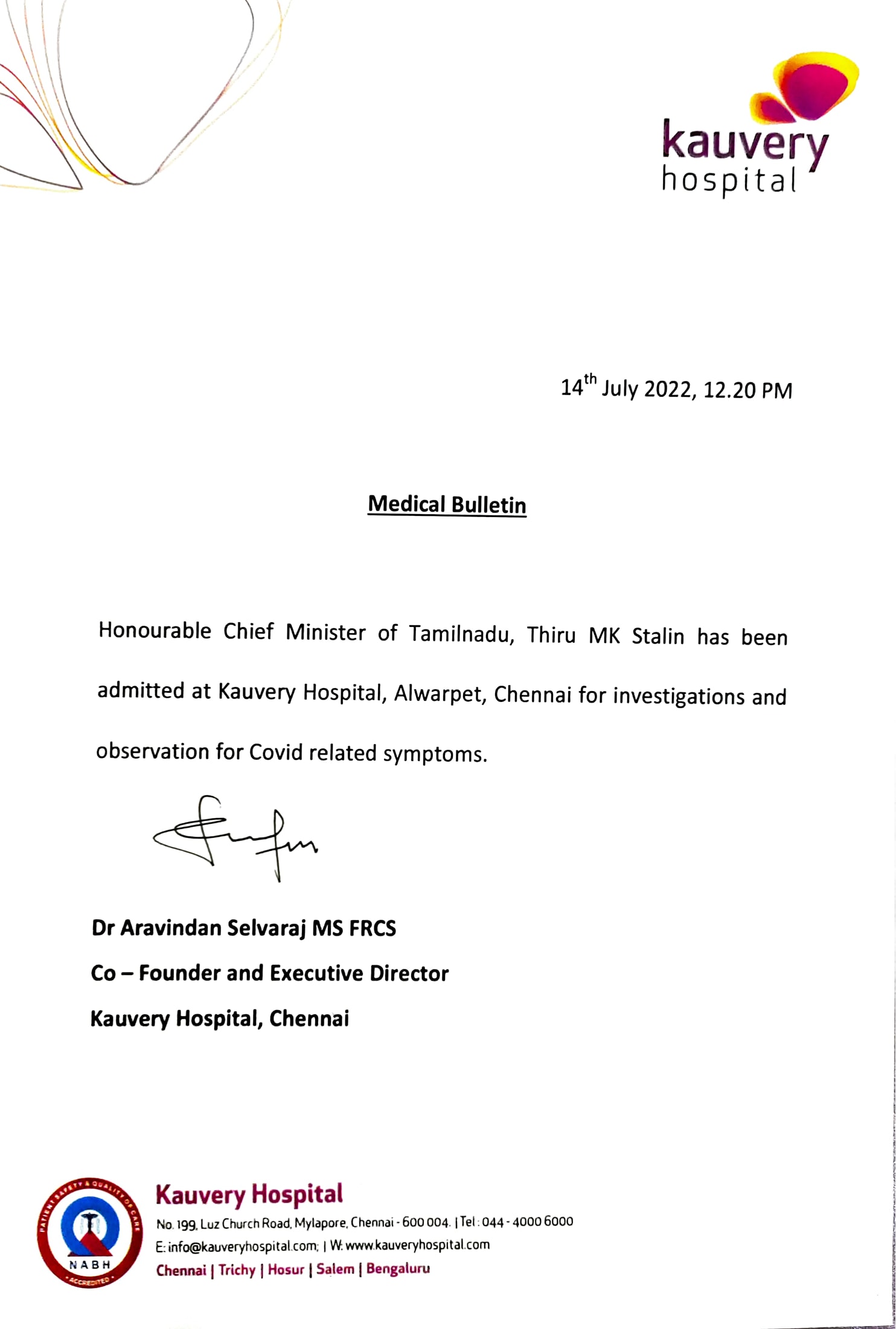 tamilnadu cm hospitalized after tested positive for covid infection