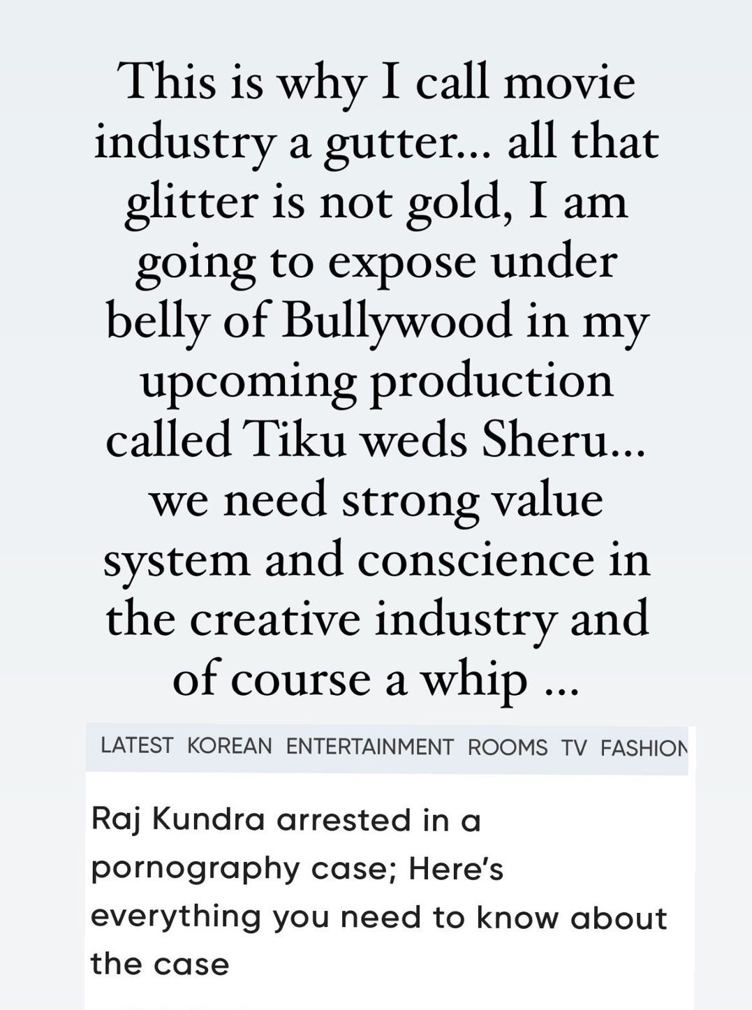 Kangana Ranaut on Raj Kundra issue