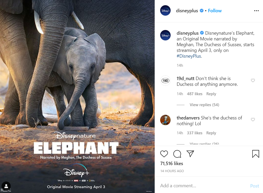 Meghan Markle back to showbiz as narrator of documentary Elephants