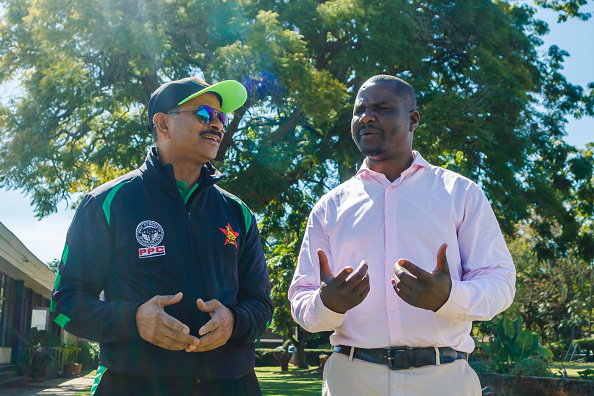 Lalchand Rajput with Zimbabwe Cricket chairman Maklhani.