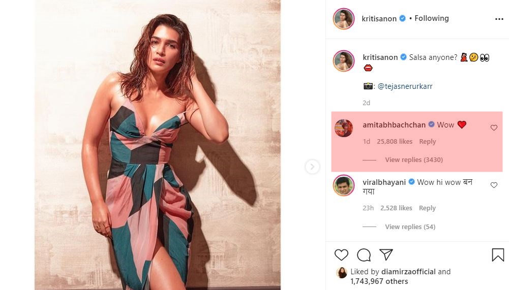 Big B massively trolled for his this commenting on Kriti Sanon's glamorous pic